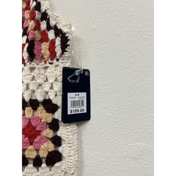 $199 Lucky Brand Granny Square Crochet Dress Knit Colorful/Cream Medium - Picture 3 of 16